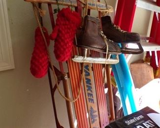 sled, vintage skates