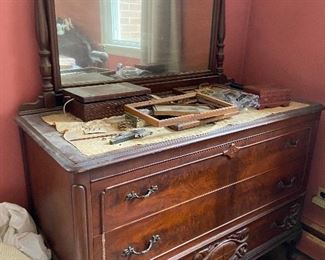 Shabby chic Bedroom set with vanity dresser and tall chest 