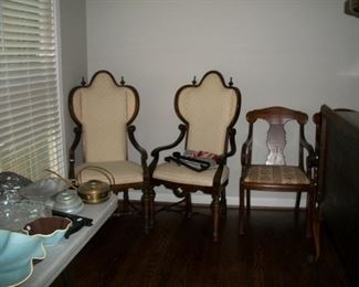 pair of chairs and one of six dining chairs