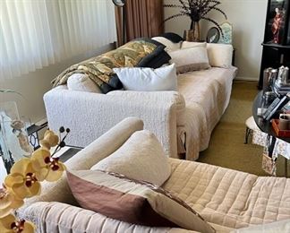 Pair vintage white Boucle Sofas