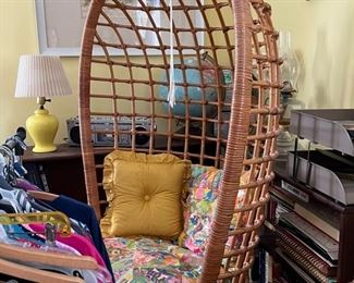 SO COOL! Vintage 1970's rattan hanging Basket chair 