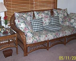 Wicker sofa, matching table