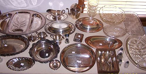 Silverplate serving items