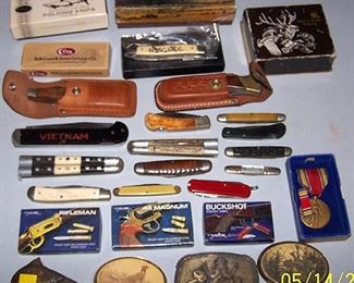 Pocket knives (Western, Case, etc...) belt buckles, etc...
