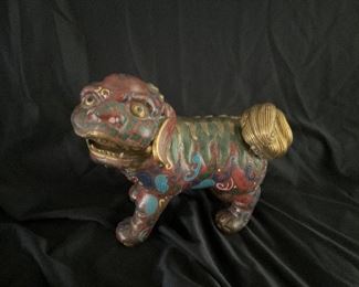 Brass and enamel dragon dog 