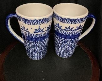Polish pottery tall mugs 