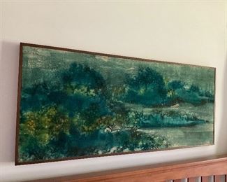 Large Batik Print in teak frame. 