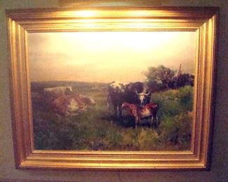 Original oil painting on canvas of pasture scene by Allen.