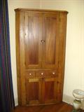 ca. 1840s-1860s chestnut corner cabinet, 7' tall