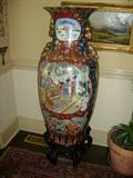 Reproduction Chinese Palace vase, large, aprox. 4' on base, applied antique finish