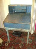 American upright desk with original blue finish