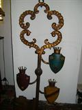 antique English coat of arms, tinwork, possibly copper with original finish