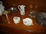 Haviland Limoges tall creamer, sterling silver pieces, etc.