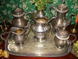 St. James silverplate coffee/tea service...4 pieces.  IS plated tray