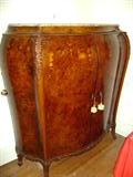 Bombe China Cabinet, 1920s, Satinwood with marquetry inlay