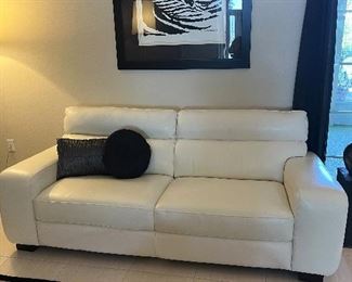 Two White Leather Sofa Contemporary
