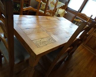 Pine Wood Dining Table and 6 chairs