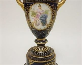 1004	ROYAL VIENNA PAINTED PORCELAIN BOLTED URN, APPROXIMATELY 14 IN HIGH
