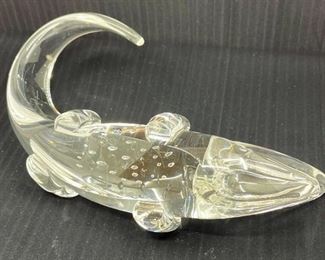 Steuben Glass Alligator With Internal Bubbles, Designed By James Houston, Signed
Lot #: 2