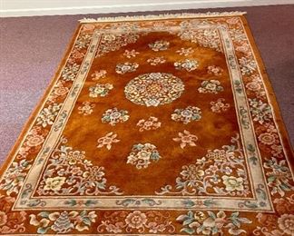 Vintage Chinese Burnt Orange Handwoven Wool Rug With Floral Motif
Lot #: 8