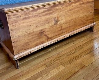 Antique Wooden Linen Chest With Hinged Lid And Metal Handles
Lot #: 39