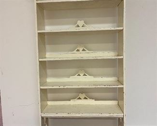 Vintage Painted Off White Wooden Book Shelf With Carved Heart Motif
Lot #: 76