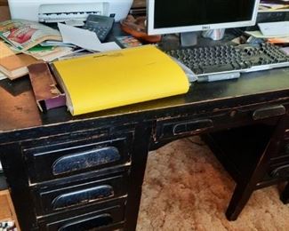 LARGE HEAVY WOOD DESK, 