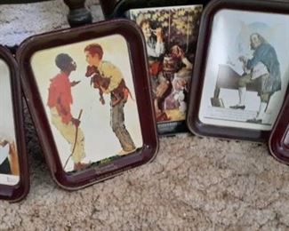 NORMAN ROCKWELL PICTURES ON METAL TRAYS