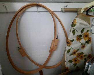 LARGE OVAL EMBROIDERY HOOPS, IRONING BOARD