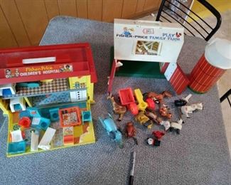 Antique FisherPrice Farm And Hospital