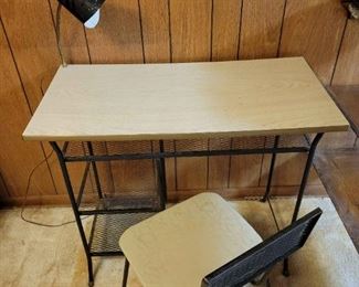 Vintage desk with built in lamp