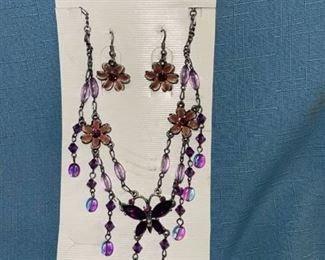 Fashion jewelry butterfly necklace and earring set