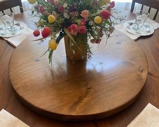 Put your condiments and side dishes on this table top Lazy Susan.
