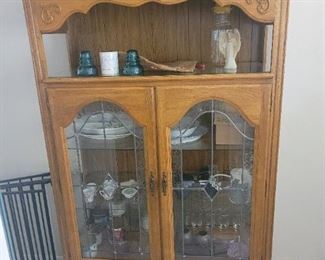 Very nice oak hutch with an open top and glass doors