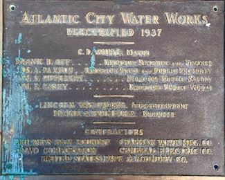 Vintage Bronze Atlantic City Water Works plaque