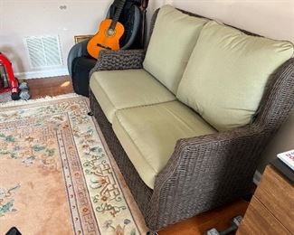 Deck sofa, I used it indoors because it is too nice. Purchased from Home Depot. 