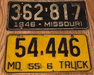Vintage Missouri License Plates