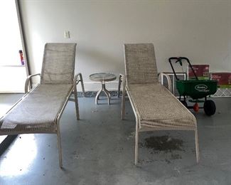 Lounge chairs $50 each, small table $12