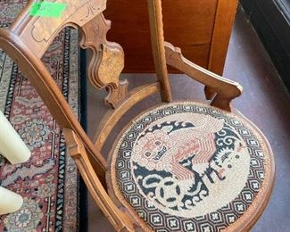Needlepoint Foo Dog Chair
