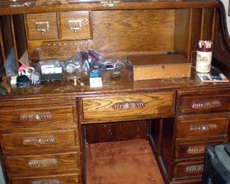 Interior of roll top desk