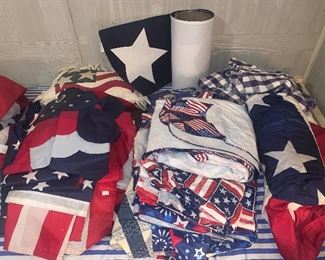 Americana Banners, Bunting, Flags, Tablecloths. 