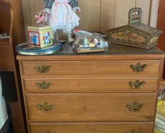 Small Dresser, Vintage sewing box. 