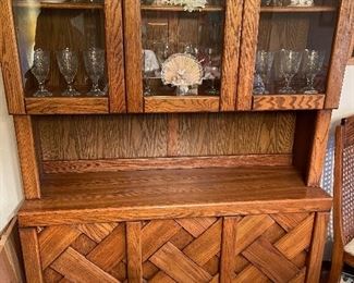 Contemporary oak china hutch