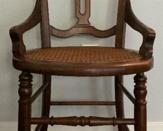 Antique 19 Century Mahogany Caned Seat, KeyHole Slat Back Carved Side Chair (1 0f 2 shown)