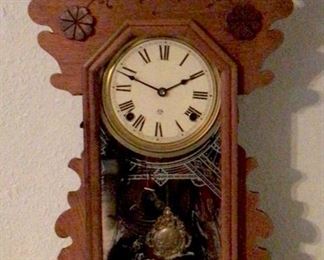 Ansonio Antique Oak Kitchen Shelf Clock  (Time & Strike) 15” x 22”