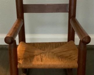 Antique Child’s Rocker with Woven Rush Seat