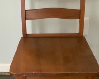 Vintage Solid Wood Slat Back Kitchen Side Chair with Turned Spool Legs
