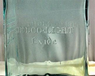 Deco Light Exide Large Glass Battery Box/Jar C. 1910-1930