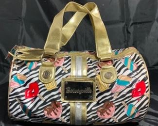 Bestyville by Betsy Johnson Ice Cream  Barrel Bag with Gold Straps and Lighting Bolt