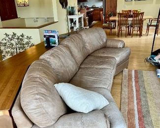 Flexsteel leather curved sofa couch